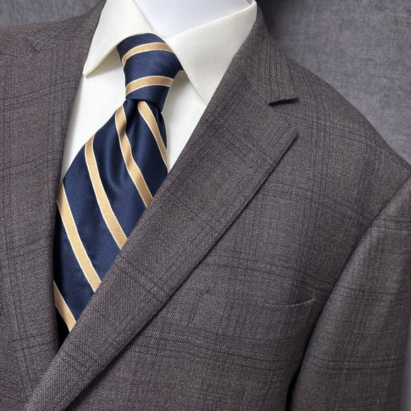 Kenneth Cole Sport Coat 46S Slim Brown Wool Windowpane Plaid Blazer Awareness